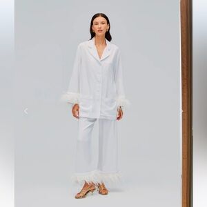 Sleeper Party Pajamas Set with Detachable Feathers in White WORN ONCE